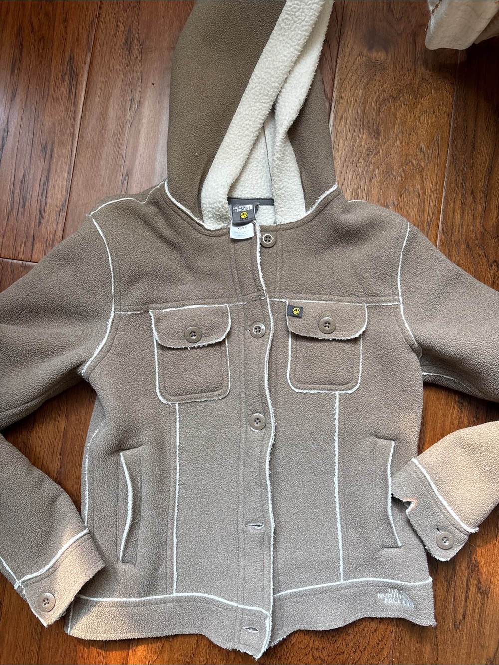 The North Face XS Taupe Hooded Fleece